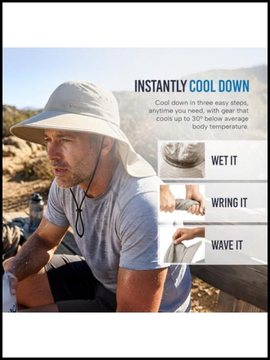 Cooling Sun Hat UPF 50 Wide Brim Hiking Fishing Beach Gardening Outdoor main image 4
